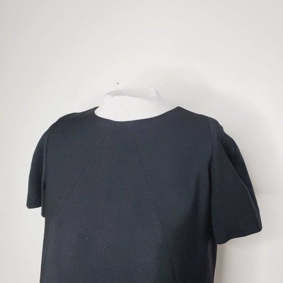 Judith & Charles Canada Top Short Sleeve Zip Back Wool Designer Modern Black 8 - Picture 5 of 9